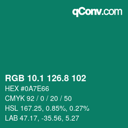 Color code: RGB 10.1 126.8 102 | qconv.com