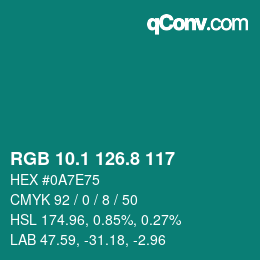 Color code: RGB 10.1 126.8 117 | qconv.com