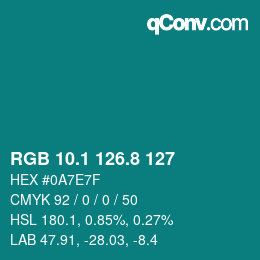Color code: RGB 10.1 126.8 127 | qconv.com
