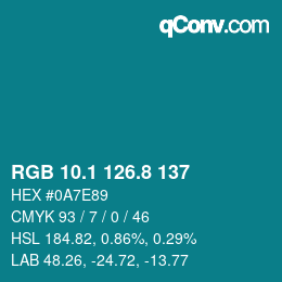 Color code: RGB 10.1 126.8 137 | qconv.com