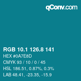 Farbcode: RGB 10.1 126.8 141 | qconv.com