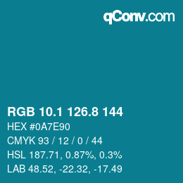 カラーコード: RGB 10.1 126.8 144 | qconv.com