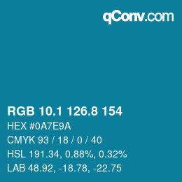 カラーコード: RGB 10.1 126.8 154 | qconv.com
