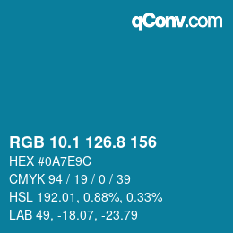 Farbcode: RGB 10.1 126.8 156 | qconv.com