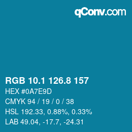 カラーコード: RGB 10.1 126.8 157 | qconv.com