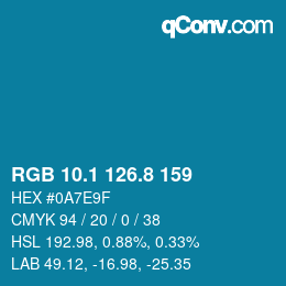 Color code: RGB 10.1 126.8 159 | qconv.com