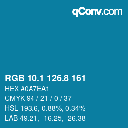 Color code: RGB 10.1 126.8 161 | qconv.com