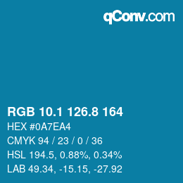 Color code: RGB 10.1 126.8 164 | qconv.com