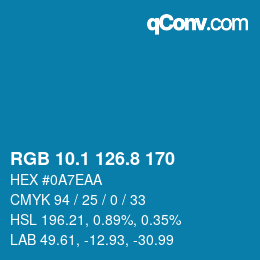 Color code: RGB 10.1 126.8 170 | qconv.com