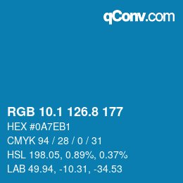 カラーコード: RGB 10.1 126.8 177 | qconv.com