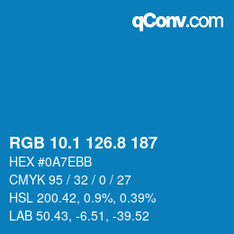 カラーコード: RGB 10.1 126.8 187 | qconv.com