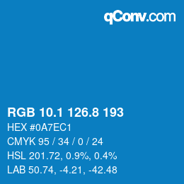 Color code: RGB 10.1 126.8 193 | qconv.com