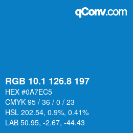 Color code: RGB 10.1 126.8 197 | qconv.com