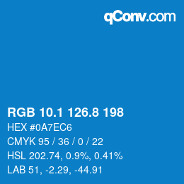 Color code: RGB 10.1 126.8 198 | qconv.com