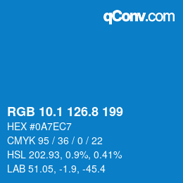 Color code: RGB 10.1 126.8 199 | qconv.com