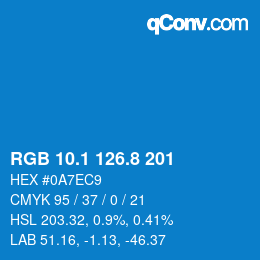 カラーコード: RGB 10.1 126.8 201 | qconv.com