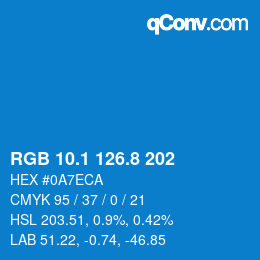 Color code: RGB 10.1 126.8 202 | qconv.com