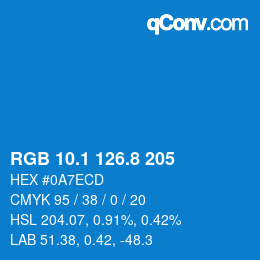 カラーコード: RGB 10.1 126.8 205 | qconv.com