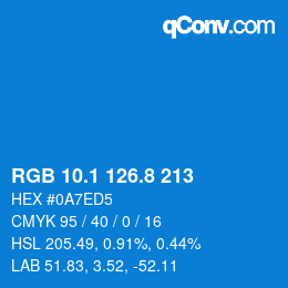 Color code: RGB 10.1 126.8 213 | qconv.com