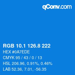 Código de color: RGB 10.1 126.8 222 | qconv.com
