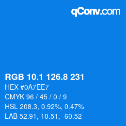Color code: RGB 10.1 126.8 231 | qconv.com