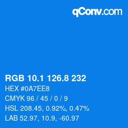 Color code: RGB 10.1 126.8 232 | qconv.com
