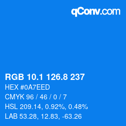 Farbcode: RGB 10.1 126.8 237 | qconv.com