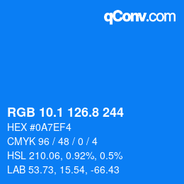 カラーコード: RGB 10.1 126.8 244 | qconv.com