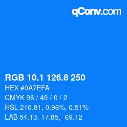 カラーコード: RGB 10.1 126.8 250 | qconv.com