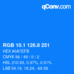 カラーコード: RGB 10.1 126.8 251 | qconv.com