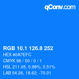 カラーコード: RGB 10.1 126.8 252 | qconv.com