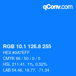 カラーコード: RGB 10.1 126.8 255 | qconv.com