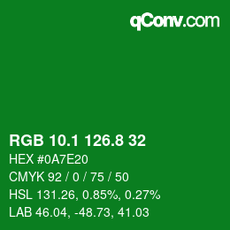 カラーコード: RGB 10.1 126.8 32 | qconv.com