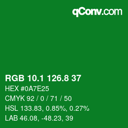 カラーコード: RGB 10.1 126.8 37 | qconv.com