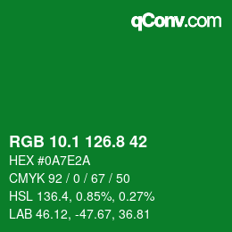 カラーコード: RGB 10.1 126.8 42 | qconv.com