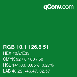 カラーコード: RGB 10.1 126.8 51 | qconv.com