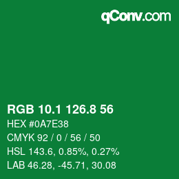 カラーコード: RGB 10.1 126.8 56 | qconv.com