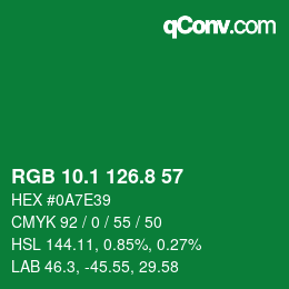 カラーコード: RGB 10.1 126.8 57 | qconv.com