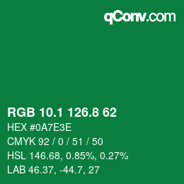 カラーコード: RGB 10.1 126.8 62 | qconv.com