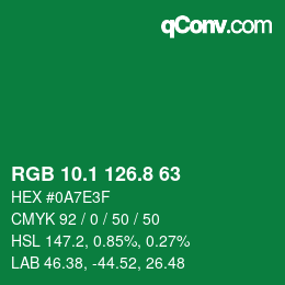 カラーコード: RGB 10.1 126.8 63 | qconv.com