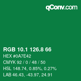 カラーコード: RGB 10.1 126.8 66 | qconv.com