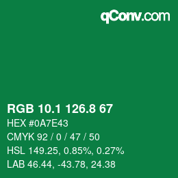 カラーコード: RGB 10.1 126.8 67 | qconv.com