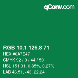 カラーコード: RGB 10.1 126.8 71 | qconv.com