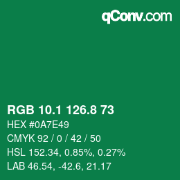 カラーコード: RGB 10.1 126.8 73 | qconv.com