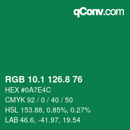 カラーコード: RGB 10.1 126.8 76 | qconv.com