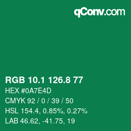 カラーコード: RGB 10.1 126.8 77 | qconv.com