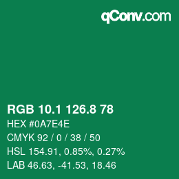 カラーコード: RGB 10.1 126.8 78 | qconv.com