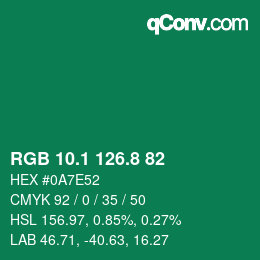 カラーコード: RGB 10.1 126.8 82 | qconv.com