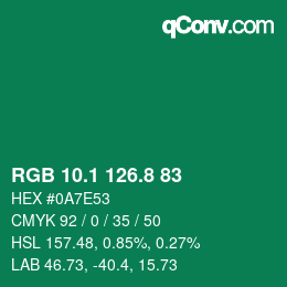 カラーコード: RGB 10.1 126.8 83 | qconv.com