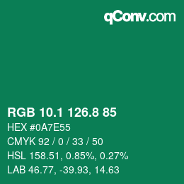 カラーコード: RGB 10.1 126.8 85 | qconv.com